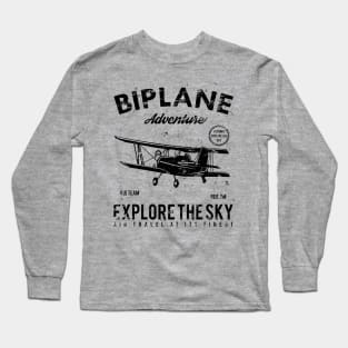 Biplane Adventures, Retro/Vintage Design Long Sleeve T-Shirt